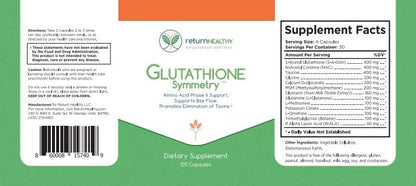 Return Healthy Glutathione Symmetry | S-Acetyl Glutathione Supplement | Antioxidants & Detoxification Supplement | Natural Cellular Support | All-Natural, Vegan, Non-GMO, 120 caps Return HealthyBuy Supplements Australia