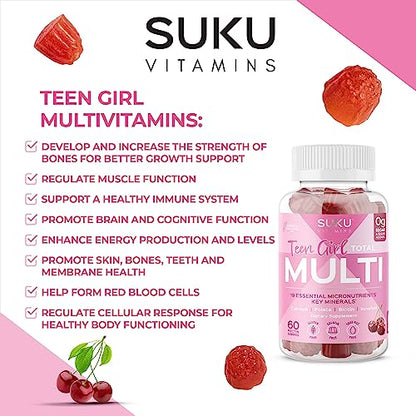 SUKU Vitamins Teen Girl Gummies – Sugar Free Vegetarian Gummy Vitamins Supplement SUKU VitaminsBuy Supplements Australia