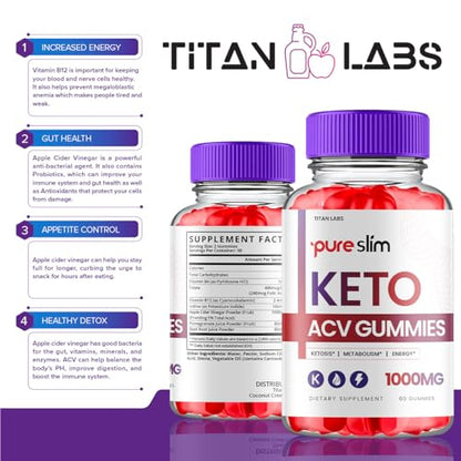 (3 Pack) Pure Slim Keto ACV Gummies, Pure Slim Keto ACV Advanced Weight Loss 1000 MG Titan LabsBuy Supplements Australia