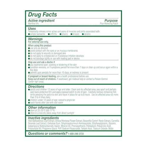 Biofreeze Menthol Pain Relieving Patches (5 Patches Per Box) Up To 8 Hours Of Pain Relief From Sore Muscles, Arthritis, Backaches, Spains, Bruises, Strains And Joint Pain (Package May Vary) BiofreezeBuy Supplements Australia