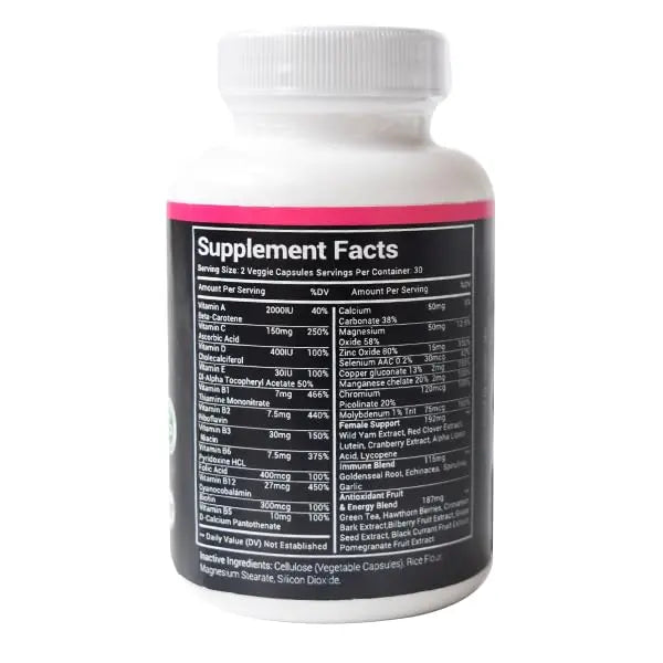 Stellar Labs Low FODMAP Vegan Women's Ultra Multi-Vitamin | Easy to Digest Daily Multivitamin Without Iron | Low Energy Supplement, Female Support | Stellar Labs