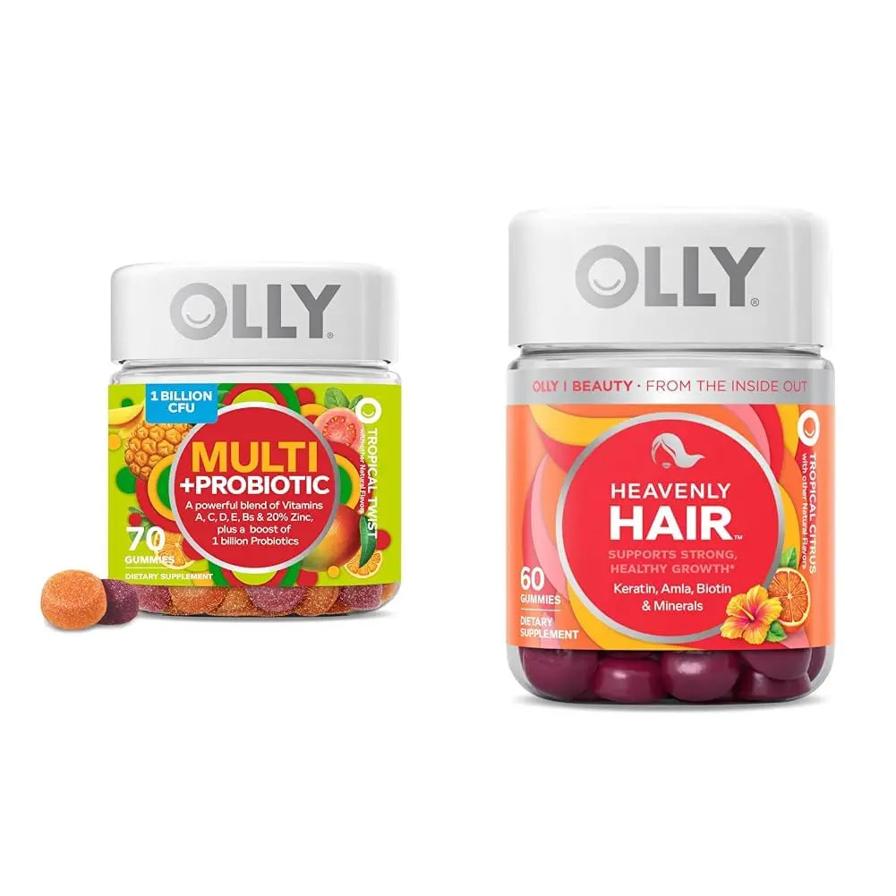 OLLY Multi + Probiotic Adult Multivitamin Gummy, 1 Billion CFUs, Digestive and Immune Support & Heavenly Hair Gummy, Supports Healthy Hair OLLYBuy Supplements Australia