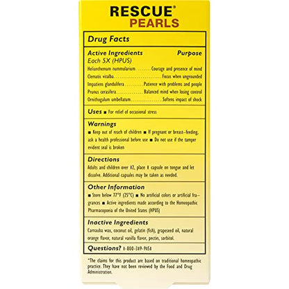 Bach RESCUE PEARLS, Natural Orange Vanilla Flavor, Natural Stress Relief, Homeopathic Flower Essence RESCUEBuy Supplements Australia