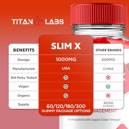(3 Pack) SlimX Keto ACV Gummies, SlimX Keto ACV Advanced Weight Loss 1000MG Apple Titan LabsBuy Supplements Australia