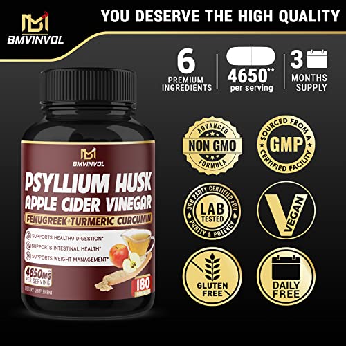 BMVINVOL Psyllium Husk Fiber Supplement 4650mg - Apple Cider Vinegar, Fenugreek BMVINVOLBuy Supplements Australia