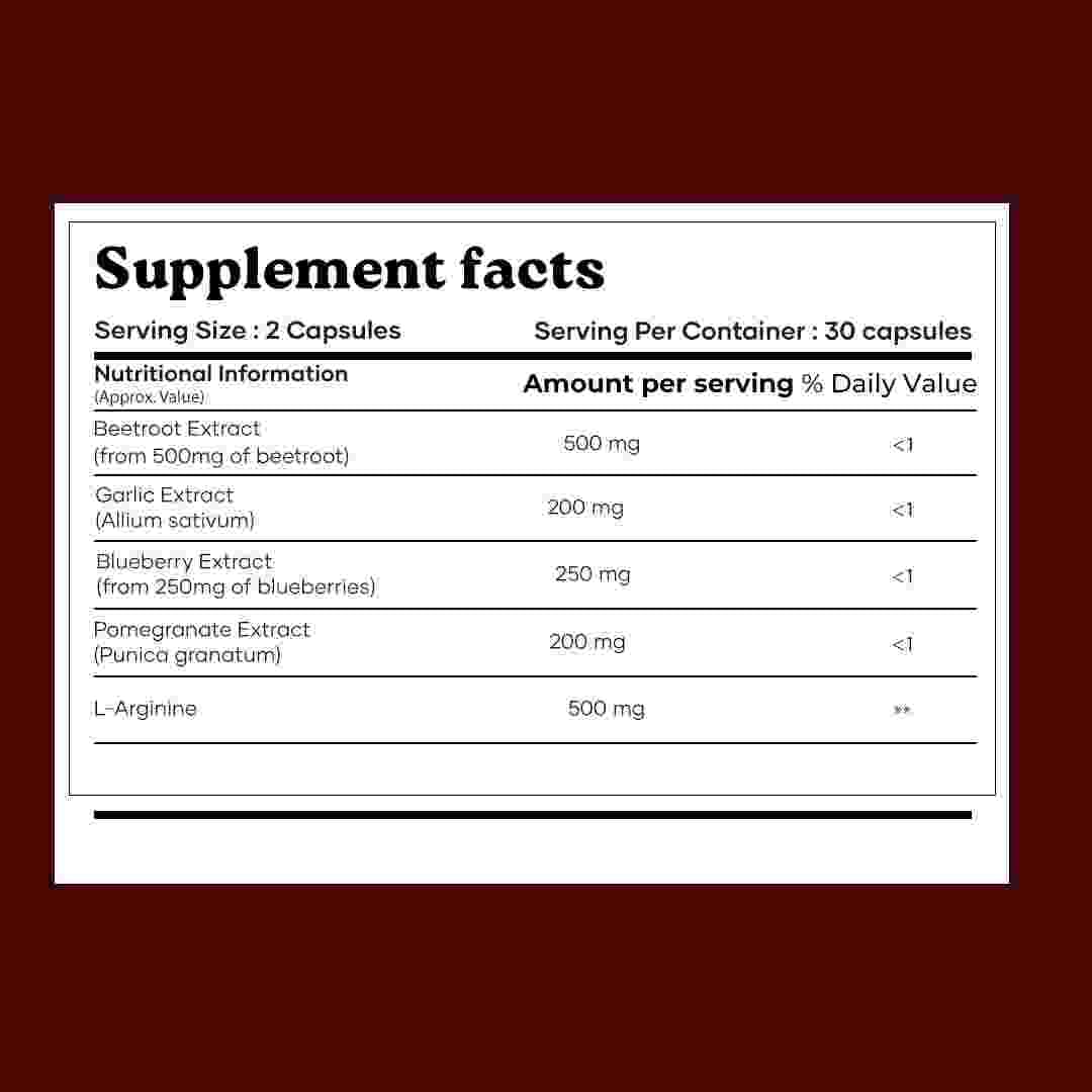 MarsbyGHC Natural Beetroot Capsules | with Garlic, Blueberry, Pomegranate & L-Arginine | Plant-Based Supplement | Pack of 1 mars by GHCBuy Supplements Australia