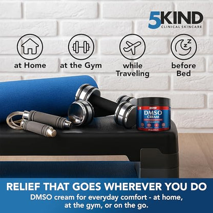 5Kind DMSO Cream for Pain Relief 4 fl oz - 99.9% Pure DMSO Pharmaceutical Grade Cream - Aloe Vera, Magnesium, Arnica & Menthol - Topical Muscle and Joint Pain Relief - Registered NDC - Made in USA 5kind clinical skincareBuy Supplements Australia