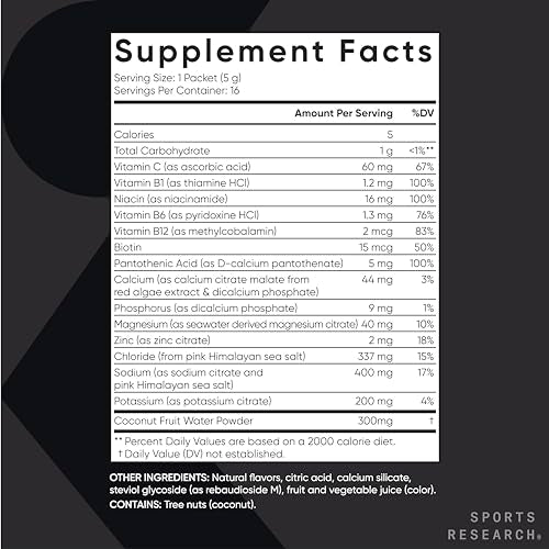 Sports Research Hydrate Electrolytes Powder Packets - Sugar-Free & Naturally Flavored Sports ResearchBuy Supplements Australia