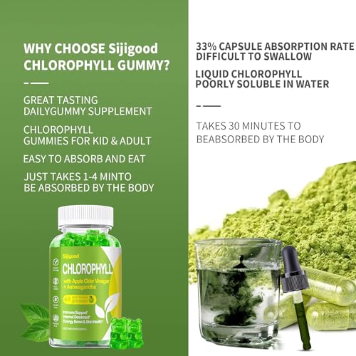 Organic Chlorophyll Gummies with Ashwagandha, Black Seed Oil, Apple Cider Vinegar SijigoodBuy Supplements Australia