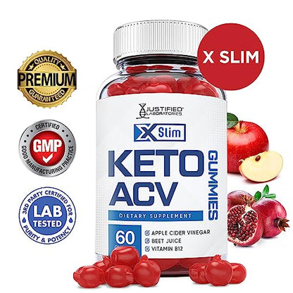 Justified Laboratories X Slim Keto ACV Gummies 1000MG Xslim Vegan Non GMO with Pomegranate Justified LaboratoriesBuy Supplements Australia