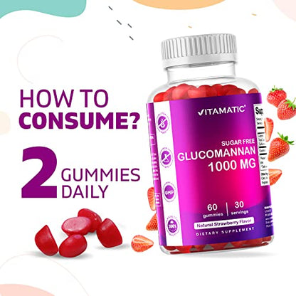 Vitamatic Sugar Free Glucomannan Gummies (Amorphophallus Konjac Root) - 1000mg per VitamaticBuy Supplements Australia