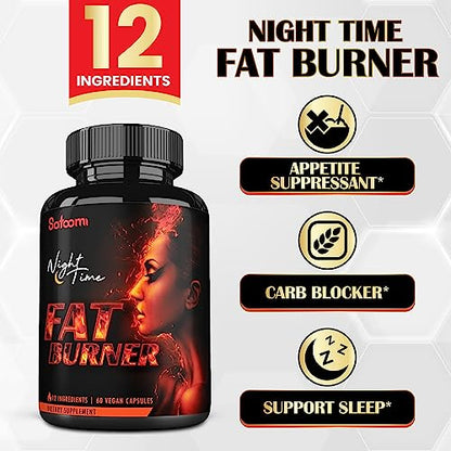 12in1 Night Time Fat Burner for Women - VitaminD.3, Garcinia Cambogia, White Kidney Bean SatoomiBuy Supplements Australia