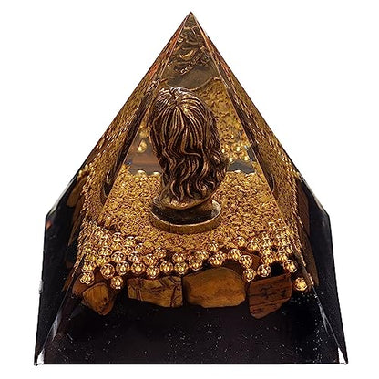 FENGSHUI-CAISHEN Mini Jesus Figurine in Healing Crystal Orgone Pyramid - Obsidian Tiger's Eye FENGSHUI-CAISHENBuy Supplements Australia