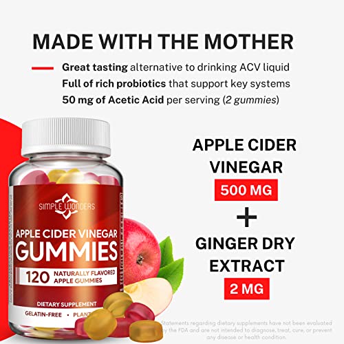 Apple Cider Vinegar Gummies with The Mother - ACV Gummies for Detox, Cleansing & Immune Support SIMPLE WONDERSBuy Supplements Australia