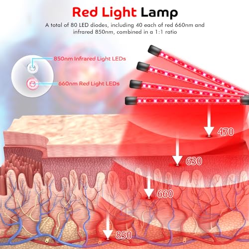 Devowellte Red Light Lamp for Face, 80 LEDs Red Light Lamp Height Free Adjustment Infrared Light DevowellteBuy Supplements Australia