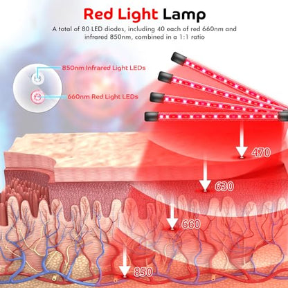 Devowellte Red Light Lamp for Face, 80 LEDs Red Light Lamp Height Free Adjustment Infrared Light DevowellteBuy Supplements Australia