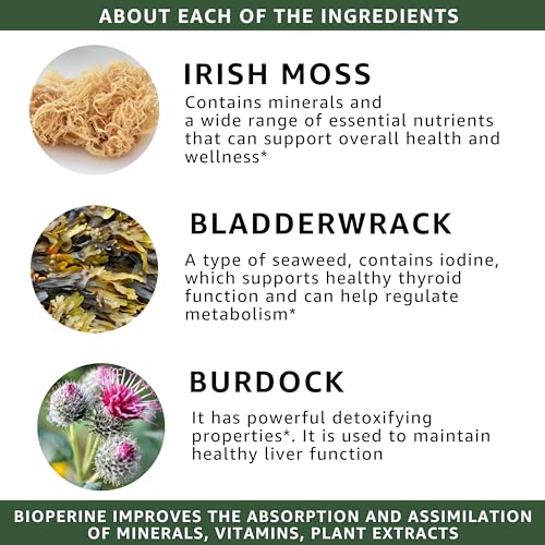 healblend Organic Irish Moss, Bladderwrack, Burdock, & BioPerine - 1405mg with Black Pepper healblendBuy Supplements Australia