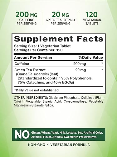 Caffeine Pills | 220mg | 120 Count | with Green Tea Extract | Vegetarian, Non-GMO & Gluten Nature's TruthBuy Supplements Australia