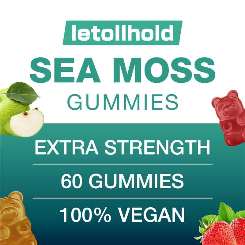 Sea Moss Gummies - Irish Sea Moss Gummies Advanced for Adults with Ashwagandha Bladderwrack & Burdock Root for Supports Immune，Energy - 60 Vegan Gummy,5PCS letollholdBuy Supplements Australia