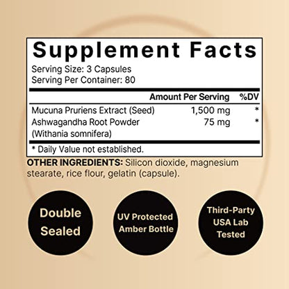 Mucuna Pruriens Capsules, Triple Strength 1500mg Per Serving, 2 in 1 Formula NatureBellBuy Supplements Australia