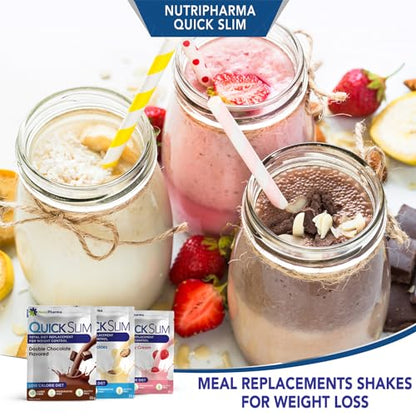 Quick Slim Meal Replacement Shake for Weight Loss, 30 Servings, 20g Protein, 27 Vitamins NUTRIPHARMA Quick SlimBuy Supplements Australia