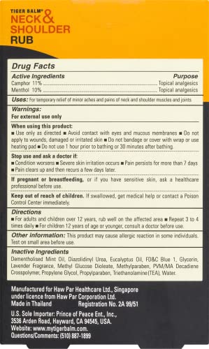 Tiger Balm Neck & Shoulder Rub Vanishing Scent 1.76 oz (Pack of 2) Tiger BalmBuy Supplements Australia