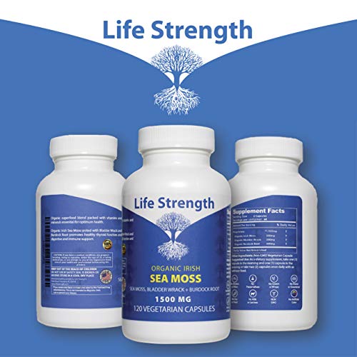 Life Strength Organic Sea Moss 120 CT Wildcrafted Irish Sea Moss and Bladderwrack Burdock Life StrengthBuy Supplements Australia