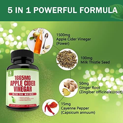 Sugar Free Apple Cider Vinegar Capsules with The Mother, New Formula with Milk Thistle EnvyDealBuy Supplements Australia