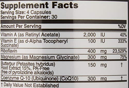 Migraine Relief, Quad-Formula with PA-Free Butterbur (150mg), CoQ10 (300mg), Magnesium Glycinate (300mg), High-Dose Riboflavin (400mg) - MigrA Zero (120 Caps) Optimal Dosing for Migraine Sufferers Iconis BioceuticalsBuy Supplements Australia