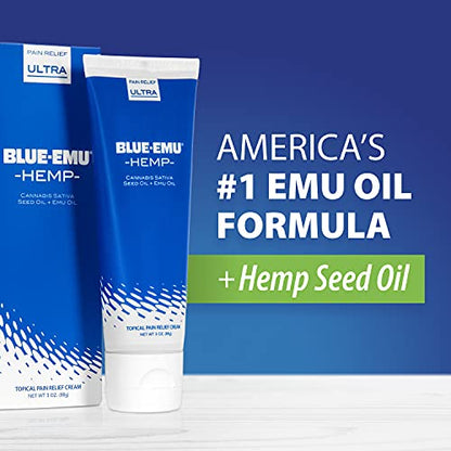 BLUE-EMU Ultra Hemp Arthritis Pain Relief Cream for Fast Joint & Muscle Relief, 3 Oz, 1 Pack BLUE-EMUBuy Supplements Australia