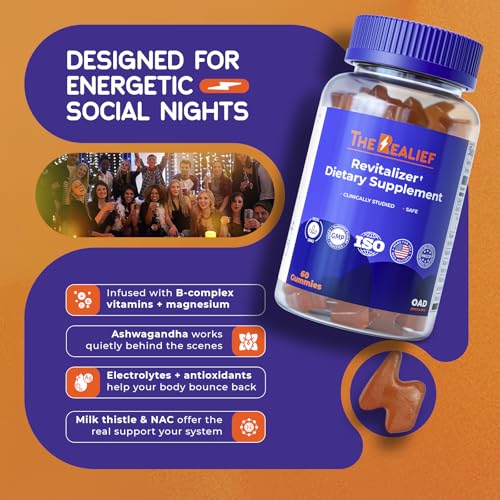 The Realief 60 Count Post Party Gummies – DHM, Milk Thistle & Electrolytes – Wellness Support – Strawberry Flavor – Wake Up Refreshed The RealiefBuy Supplements Australia