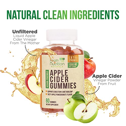 Vegan Apple Cider Vinegar Gummies | Max Strength 1000mg | ACV Supplement Gummy for Adults Health Nutrition NaturalsBuy Supplements Australia