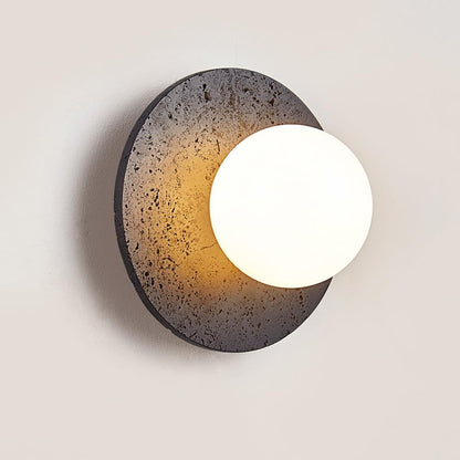 BFFGKGL Modern Natural Black Travertine Hallway Wall Sconce Nordic Creativity Round Transmittance Glass Bedside Wall Light Japanese Minimalist Aisle Wall Lamp For Living Room Stairs Living Room Balcon BFFGKGLBuy Supplements Australia