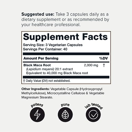 40,000mg Pure Black Maca Root Extract - Ultra Concentrated 20:1 Single Origin Wildcrafted ToniiqBuy Supplements Australia