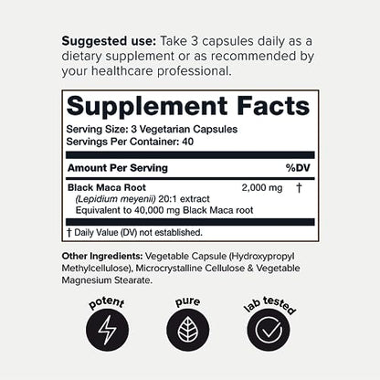 40,000mg Pure Black Maca Root Extract - Ultra Concentrated 20:1 Single Origin Wildcrafted ToniiqBuy Supplements Australia