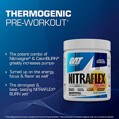 GAT SPORT NITRAFLEX Burn, Pre Workout Thermogenic Powder, Apple Melon, 30 Servings GAT SPORTBuy Supplements Australia