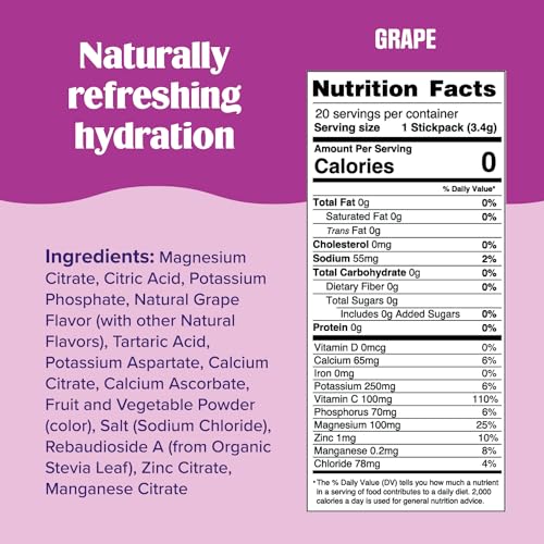 Ultima Replenisher Daily Electrolyte Drink Mix – Grape, 20 Stickpacks – Hydration Packets Ultima ReplenisherBuy Supplements Australia