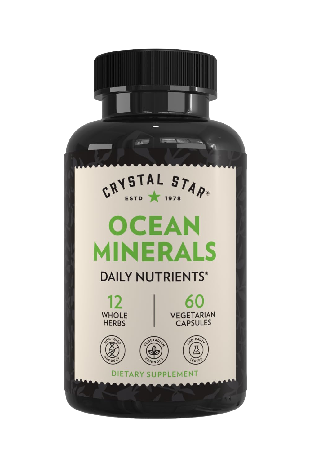 Crystal Star Ocean Minerals Supplement (60 Capsules) – Daily Herbal Supplement for Bone Health & Collagen – Sea Buckthorn, Spirulina & Organic Alfalfa - Non-GMO Crystal StarBuy Supplements Australia