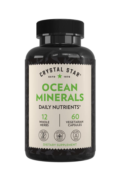 Crystal Star Ocean Minerals Supplement (60 Capsules) – Daily Herbal Supplement for Bone Health & Collagen – Sea Buckthorn, Spirulina & Organic Alfalfa - Non-GMO Crystal StarBuy Supplements Australia
