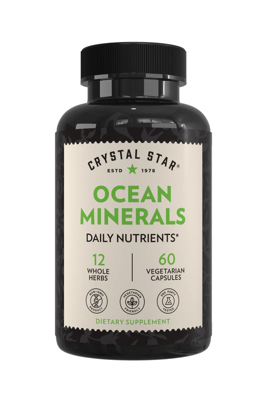 Crystal Star Ocean Minerals Supplement (60 Capsules) – Daily Herbal Supplement for Bone Health & Collagen – Sea Buckthorn, Spirulina & Organic Alfalfa - Non-GMO Crystal StarBuy Supplements Australia