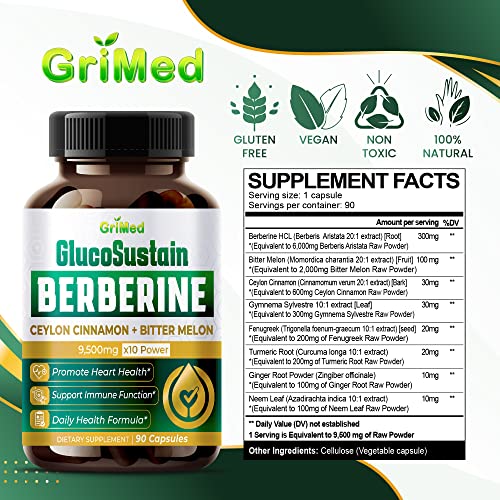 GriMed Berberine Supplement 9,500mg with Ceylon Cinnamon Bitter Melon Supports Healthy GriMedBuy Supplements Australia