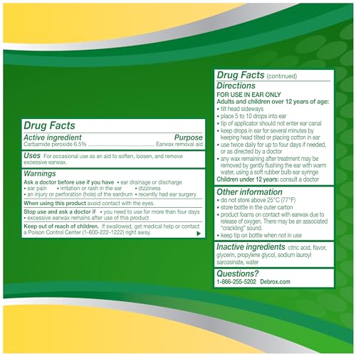 Debrox Ear Wax Removal Drops, Gentle Microfoam Ear Wax Remover, 0.5 Fl Oz DebroxBuy Supplements Australia
