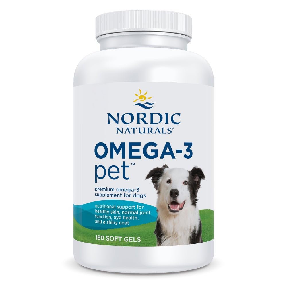 Nordic Naturals Omega-3 Pet, Unflavored - 180 Soft Gels - 320 mg Omega-3 Per Soft Gel - Fish Oil for Dogs with EPA & DHA - Promotes Heart, Skin, Coat, & Immune Health Nordic NaturalsBuy Supplements Australia