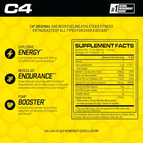Cellucor C4 Original Pre Workout Powder Frozen Bombsicle Sugar Free Preworkout CellucorBuy Supplements Australia