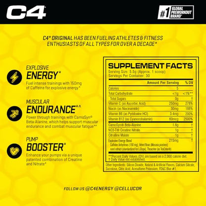 Cellucor C4 Original Pre Workout Powder Frozen Bombsicle Sugar Free Preworkout CellucorBuy Supplements Australia