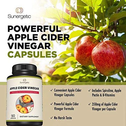 Sunergetic Premium Apple Cider Vinegar Capsules – Includes Apple Pectin, Spirulina SunergeticBuy Supplements Australia