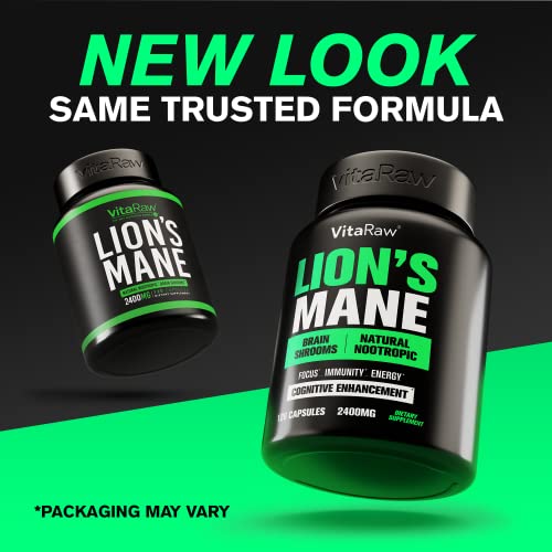 Organic Lions Mane Supplement Capsules 2400 mg - Powerful Nootropic - Helps Maintain VitaRawBuy Supplements Australia