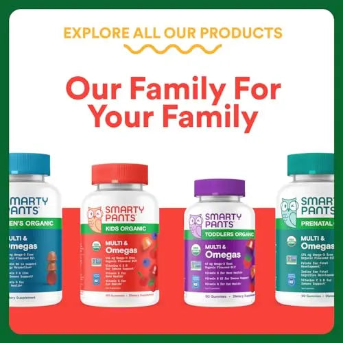 SmartyPants Kids Multivitamin & Fiber Gummies: Prebiotic Fiber to Support Kids Digestion with Vitamin D3, C, Vitamin B12, B6, A, Zinc SmartyPants