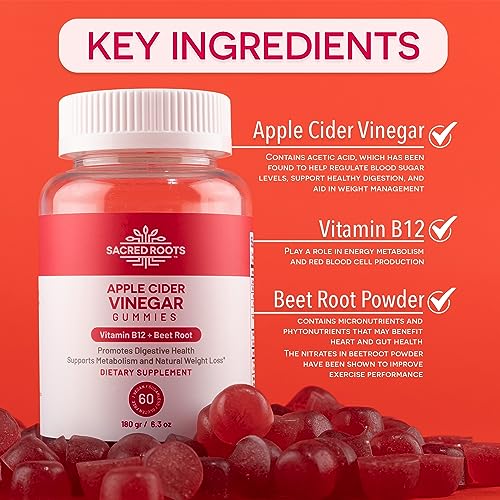 Sacred Roots Sugar-Free, Apple Cider Vinegar Gummies, 60 Gummies – Supports Healthy Sacred RootsBuy Supplements Australia