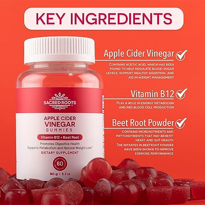 Sacred Roots Sugar-Free, Apple Cider Vinegar Gummies, 60 Gummies – Supports Healthy Sacred RootsBuy Supplements Australia